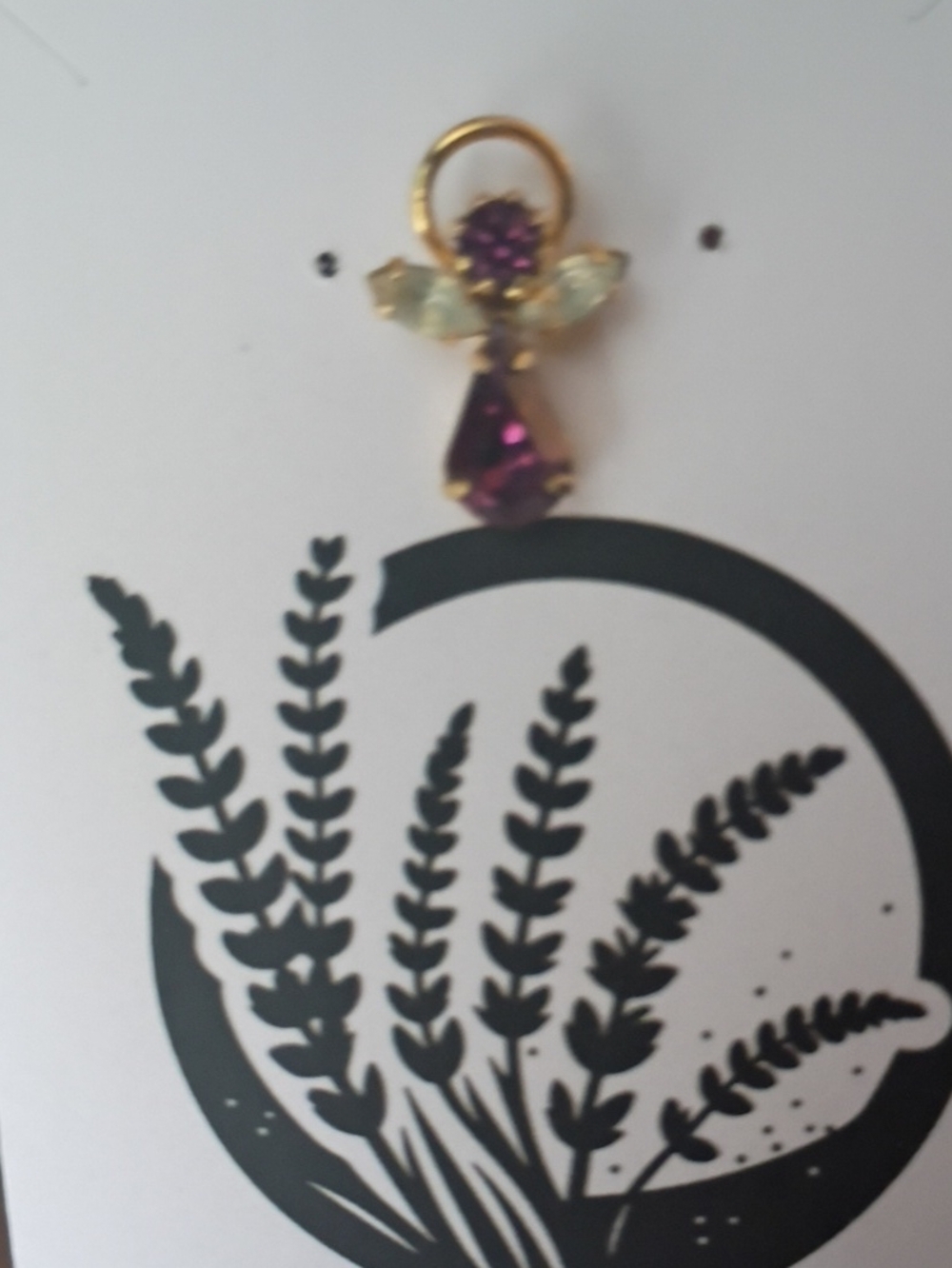 Gold Tone Purple Crystal Angel Pin